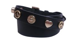 Mulberry Peace and Love Bracelet, Saddle Leather, Black, YJ4, 3*